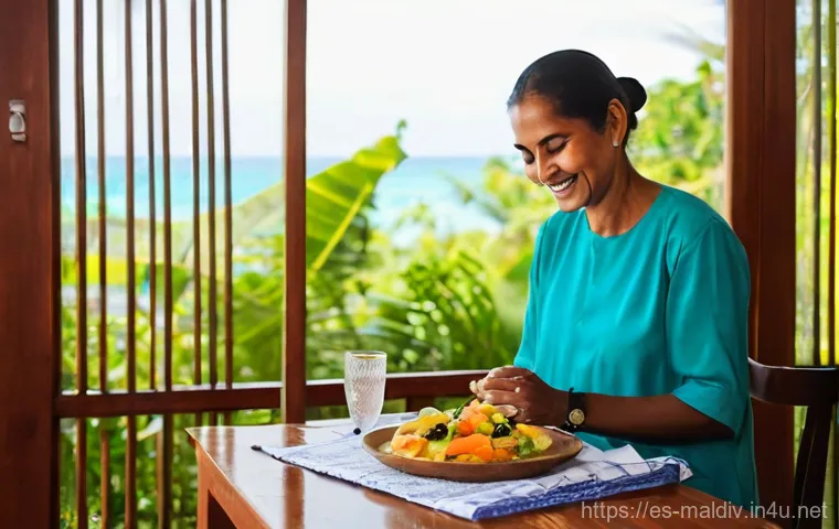 몰디브 배낭여행 루트 - **Prompt 1: Authentic Maldivian Guesthouse Breakfast.**
    "A cozy, sunlit interior of a Maldivian ...