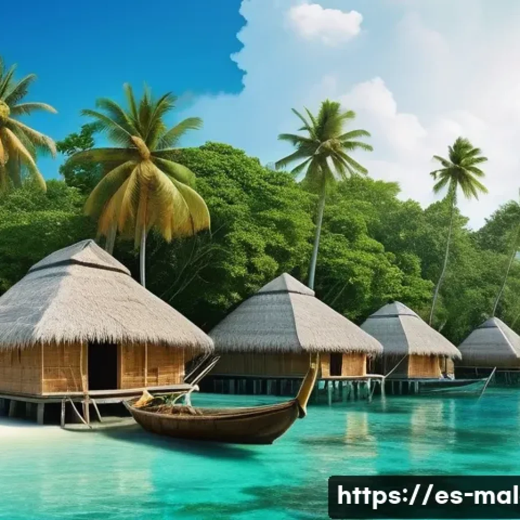 몰디브 역사적 배경 - A detailed historical scene depicting early Maldivian settlers from South Asia over 2,500 years ago ...
