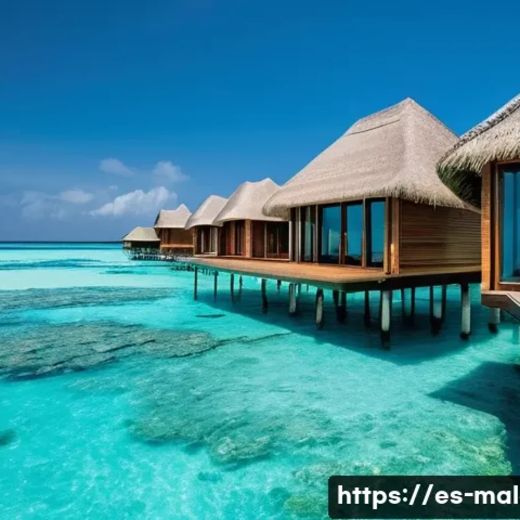 몰디브 유명 건축물 - A luxurious overwater villa resort in the Maldives featuring stilts that allow clear ocean water to ...