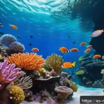 몰디브 수족관 방문 - A vibrant and colorful underwater coral reef ecosystem inside a modern aquarium in the Maldives, sho...